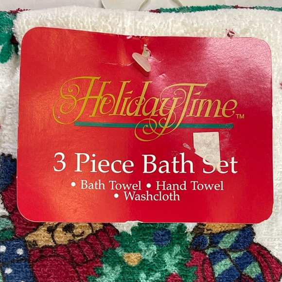 NWT Holiday 3 Piece Bath Set - Bath Towel, Hand Towel, Wash Cloth 100% Cotton - Picture 2 of 7